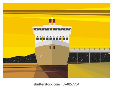 ship docking simple illustration