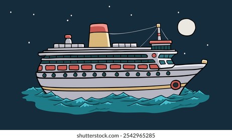 Ship doodle art, Vector, Cruise ship,