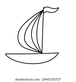 Ship in doodle style. Vector illustration. Isolated on white background