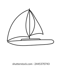 Ship in doodle style. Vector illustration. Isolated on white background