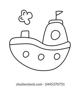 Ship in doodle style. Vector illustration. Isolated on white background