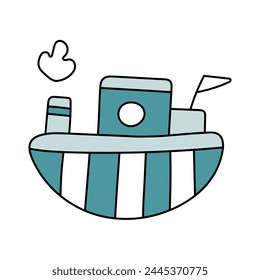 Nave en estilo garabato. Ilustración vectorial. Aislado sobre fondo blanco