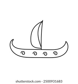 Ship doodle. Vector illustration isolated on background.