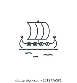 Ship, drakkar, viking, culture, country, civilization icon, vector illustration