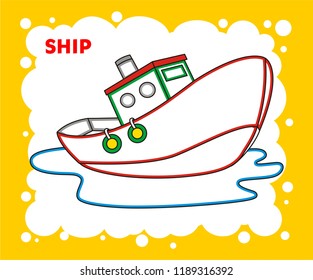 SHIP DRAWING COLORING PAGE VECTOR ILLUSTRATION 