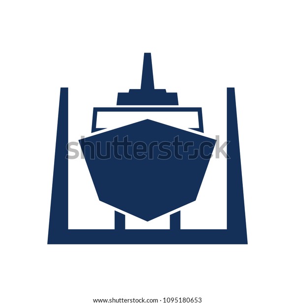 Schiff Im Trockendock Symbol Clip Art Bild Einzeln Stock Vektorgrafik Lizenzfrei