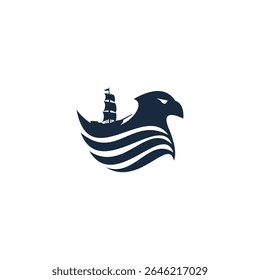 Ship Eagle Ocean Logo Minimalist