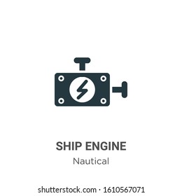 Ship engine glyph icon vector on white background. Flat vector ship engine icon symbol sign from modern nautical collection for mobile concept and web apps design.