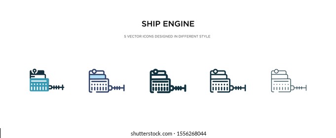 ship engine icon in different style vector illustration. two colored and black ship engine vector icons designed in filled, outline, line and stroke style can be used for web, mobile, ui