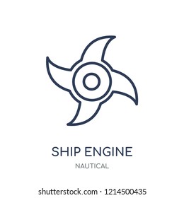 Ship Engine Propeller icon. Ship Engine Propeller linear symbol design from Nautical collection. Simple outline element vector illustration on white background.