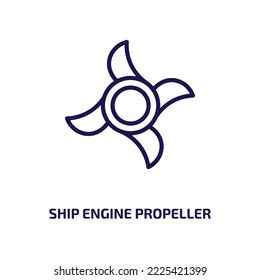 icono de hélice de motor de barco de la colección náutica. Icono de hélice de motor de barco lineal delgado, barco, contorno de aire aislado en fondo blanco. Signo de hélice del motor del vector de línea, símbolo para la web y 