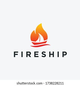 ship fire logo. boat logo