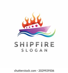 ship fire logo with gradient color concept