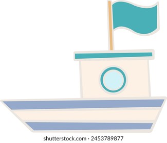 Ship, fishing boat and boat for decoration on nautical and transportation concept.