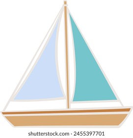 Ship, fishing boat and boat for decoration on nautical and transportation concept.