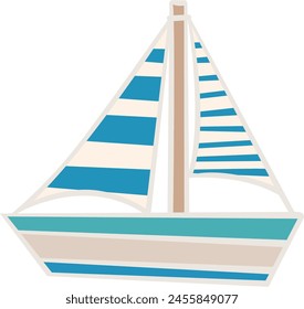 Ship, fishing boat and boat for decoration on nautical and transportation concept.