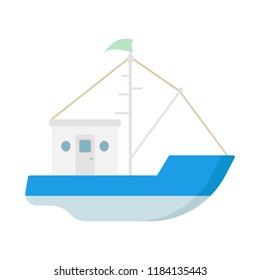 Ship. Fishing ship. Sea. Vector illustration. EPS 10.