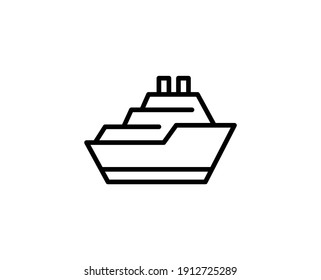 Schiff flach Symbol. Einzelnes, qualitativ hochwertiges Umrisssymbol für Webdesign oder mobile App.  Verschicken Sie dünne Linienzeichen für Design-Logo, Visitenkarte usw. Rahmenpiktogramm EPS10