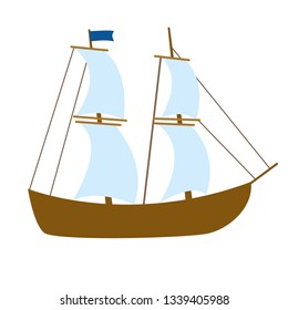 ship flat illustration isolated on white. Marine and underwater life series
