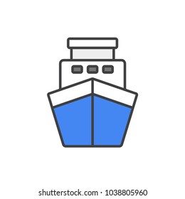 Ship flat line colored icon. 