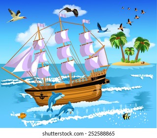 ship floating on the sea