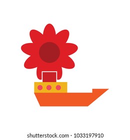 Ship Flower Logo Icon Design