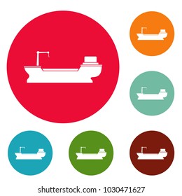 Ship freight icons circle set vector isolated on white background
