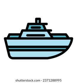 Ship freight traffic icon outline vector. Van service. Truck cargo color flat