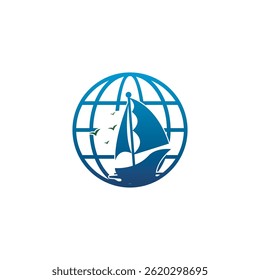 Design-Logo für Schiff und Globus