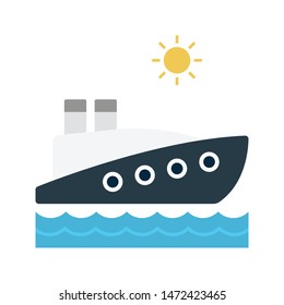 ship glyph flat vector icon
