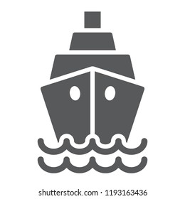 Ship glyph icon, cruise and sail, boat sign, vector graphics, a solid pattern on a white background, eps 10.