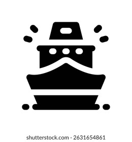 ship glyph icon. Strong and solid vector icon for websites, mobile interfaces, presentations, and visual branding. High quality and easy to edit.