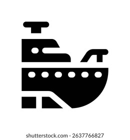 ship glyph icon. Strong and solid vector icon for websites, mobile interfaces, presentations, and visual branding. High quality and easy to edit.