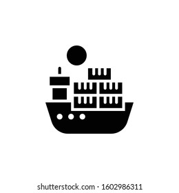 Ship Glyph Style Illustration. vector symbol.