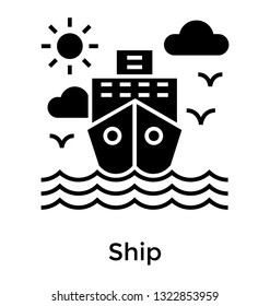 Ship glyph vector icon 