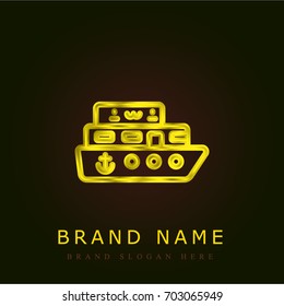 Ship golden metallic logo