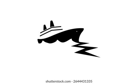 the ship got stuck in the ice, black isolated silhouette