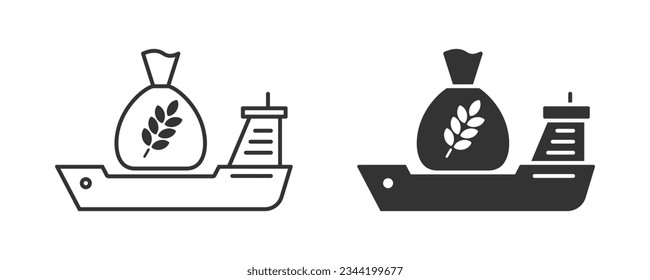 Ship grain carrier icon. Grain initiative concept. Vector illustration.