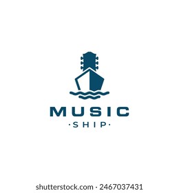 ship with guitar neck logo symbol vector icon illustration graphic design