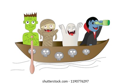 Ship Happy Halloween with creepy ghosts, and evil on the ship going out to visit people.