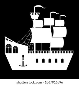 A ship has black-white style.