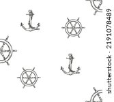 Ship helm and anchor wallpaper pattern, pattern tracking wallpaper pattern