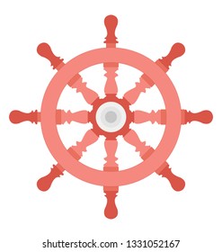 Ship helm, flat vector icon.