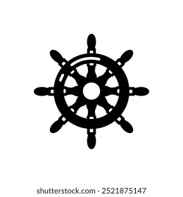Ícone de glifo de leme de navio, ilustração de vetor