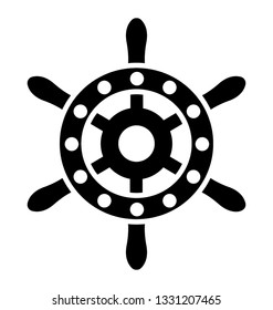 Ship helm, glyph vector icon.