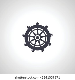 Ship helm icon, boat steering wheel, yacht rudder icon