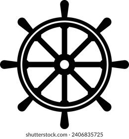 Ship helm icon, transparent background