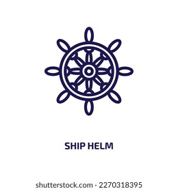 ship helm icon from transportation collection. Thin linear ship helm, ship, helm outline icon isolated on white background. Line vector ship helm sign, symbol for web and mobile