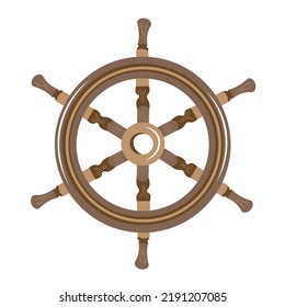 Ship helm on white background