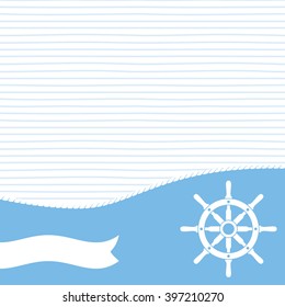 Ship helm, steering wheel with banner and blank space for your text. EPS8 vector illustration.